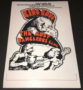 King Kong / Most Dangerous Game (1968) Janus Horror Double - Bill Mini - Window Card