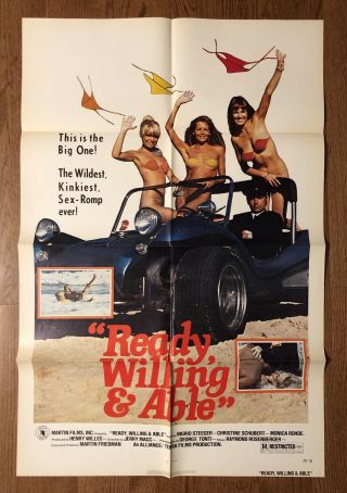 Ready Willing & Able Vintage 1977 One Sheet Movie Poster 70s Cult Sexploitation