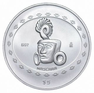 Better Date - 1997 Mexico 5 Pesos - 1 Onza Silver Mascara - Silver 550