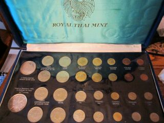 30 Coin Set From The Royal Thai In Display Box Silver,  Bronz,  Nickel Etc
