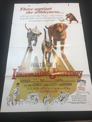The Incredible Journey U.  S One Sheet - Disney 1963 Poster