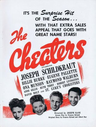 The Cheaters 1945 Vintage 9x12 Industry Ad Joseph Schildkraut