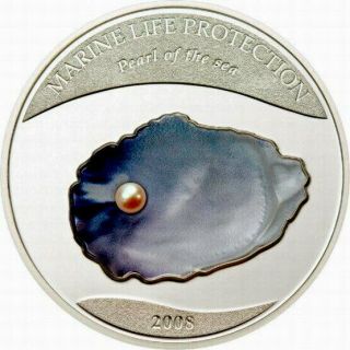 Palau 2008 Sea Pearl 5 Dollars Silver Coin,  Proof