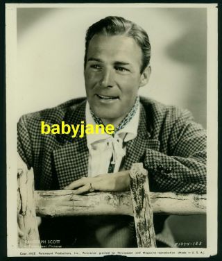 Randolph Scott Vintage 8x10 Photo 1937 Portrait At Paramount Pictures