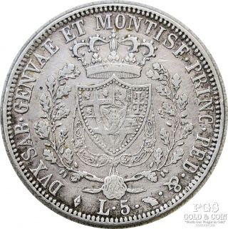 1825 Sardinia Italian States 5 Lire Silver Coin 20174 2