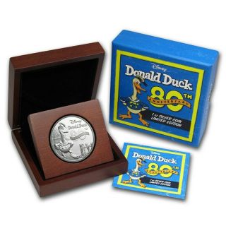 Niue - 2 Dollars 2014 - 80th Anniversary Donald Duck - Disney - 1 Oz Silver 999