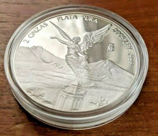 Flawless 2009 Mexico Silver Proof 2 Onzas Libertad Deep Cameo,  Low Mintage