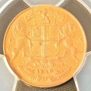 India British East India Co.  1858 (w) 1/4 Anna Copper Coin Pcgs Ms 62 Bn