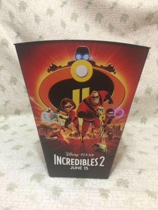 Incredibles 2 Plastic Square Movie Theater Popcorn Tub Bucket Disney Pixar