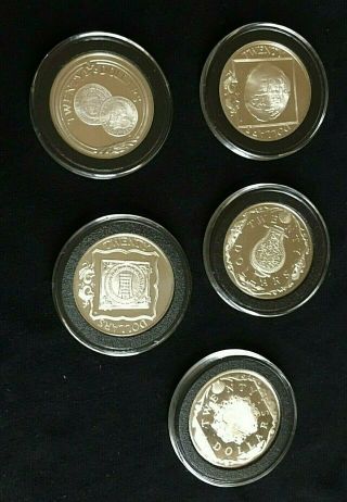5 - Coin Set: 1985 British Virgin Islands |.  925 Silver 1 Ounce Coins| $20 Dollars