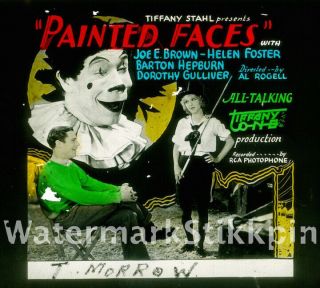 1929 Glass Slide Movie Painted Faces Joe E Brown Early Comedy Tiffany Tone Film