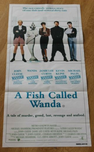 A Fish Called Wanda Daybill Movie Poster John Cleese Jamie Lee Curtis 1980 