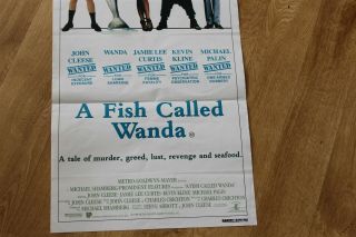 A Fish Called Wanda Daybill Movie Poster John Cleese Jamie Lee Curtis 1980 ' s 3