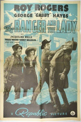 1940 Republic Pictures Film Poster The Ranger & The Lady - Cr - 10