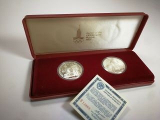 Russia Ussr 1980 Moscow Olympic Games 10 Roubles Silver Coin Set Proof