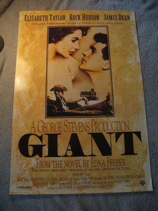 Giant 1996 James Dean Liz Taylor Rock Hudson 40th One Sheet Reissue Poster Ex C8