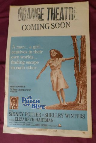 Rare Poster Movie Orange Theatre Ca 14x22 Window Card A Patch Of Blue 1966
