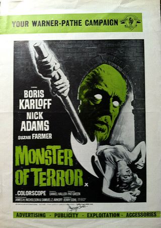 Campaign Book.  Monster Of Terror.  Boris Karloff,  Lovecraft.  Signed