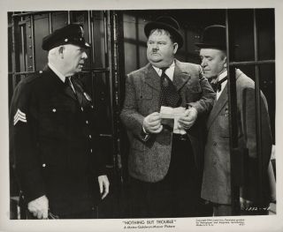 Oliver Hardy,  Stan Laurel 1944 Scene Still Nothing But Trouble