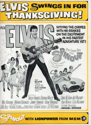 Elvis Presley Spinout Movie Trade Ad 1966 12 X 9 In