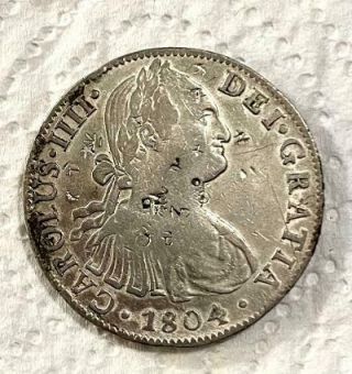 1804 - MEXICO - First Silver Dollar Eight 8 Reales Coin $1 w/ counter stamp 2