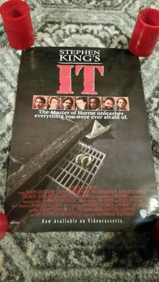 1993 Steven King " It " Movie Poster,  20 X13 1/2.