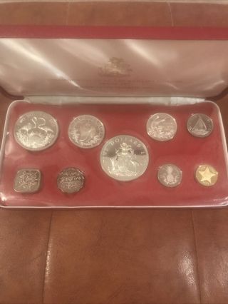 1973 Bahamas 9 Piece Coin Proof Set 4 Silver Coins Almost 3oz Of Silver