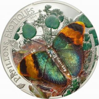 Central African 2014 Butterfly Neophron 3d 1000 Francs Silver Coin,  Proof