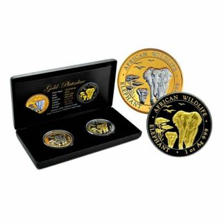 2015 Somalia Silver Elephant 2 - Coin Set | Gold - Platinum - Black Ruthenium