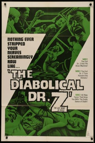 The Diamolic Dr Z Cult Horror Vintage 1966 1 - Sheet Movie Poster 27 X 41 1a