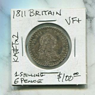 Historical George Iii Silver 1 Shilling 6 Pence Token,  1811,  Km Tn2