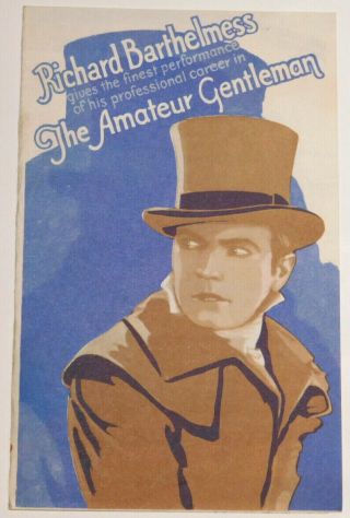 The Amateur Gentleman Vintage 1926 Film Richard Barthelmess Rare Movie Herald