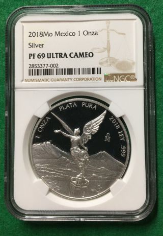 2018 Mo Mexico 1 Onza Proof Libertad NGC PF69 UCAM 1 Oz Silver PF 69 Plata Coin 3