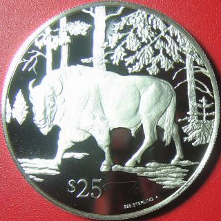 1993 British Virgin Islands $25 Silver Proof Bison Endangered Wildlife Bvi 40mm