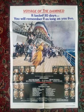 Voyage Of The Damned 1976 Movie Poster Orson Welles Folded 27x41