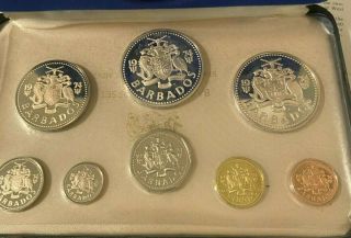 1974 Coinage Of Barbados Franklin Silver 8 - Coin Proof Set W/