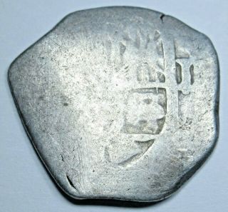 1700 ' s Spanish Mexico Silver 1 Reales Cob Old Antique Colonial Era Pirate Coin 2