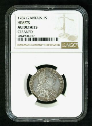 1787 Great Britain Shilling Km 607.  2 With Hearts George Iii Ngc Au Details