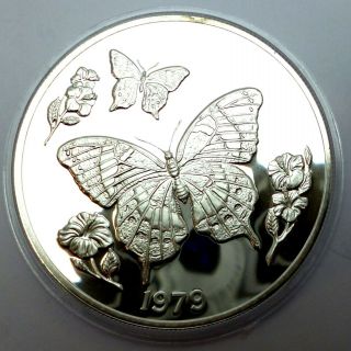 Jamaica 10 Dollars 1979 Silver Coin Proof Wildlife Butterflies And Flowers (82,  3