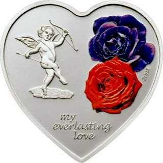 Cook 2008 Cupid Rose 5 Dollars Heart Silver Coin,  Proof