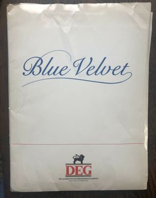 BLUE VELVET Press Kit 1986 David Lynch Film 8 Photos,  Folder,  Production Notes 2