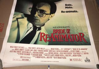 BRIDE OF RE - ANIMATOR Movie Poster 27x41” LIVE HOME VIDEO H.  P.  Lovecraft YUZNA 90 3