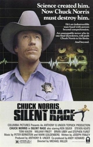 Silent Rage Folded 27x41 Movie Poster Chuck Norris 1982 Sci Fi Horror