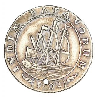 A135,  Netherlands East Indies,  Batavian Republic,  1/2 Gulden 1802,  Holed