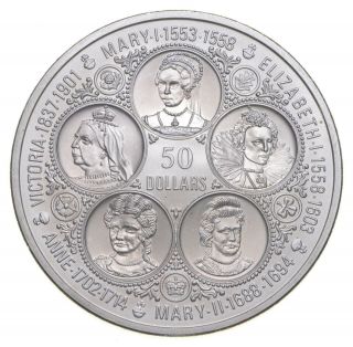 Silver - Huge - 1975 Cayman Islands 50 Dollars - World Silver Coin 781