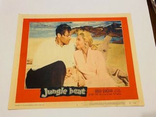 Vintage 1957 Lobby Card " Jungle Heat " Lex Barker Mari Blanchard