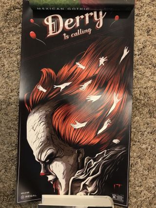 It Chapter Two Derry Is Calling 10.  625 " X 19 " Poster Regal Pennywise 2019 King