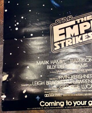 Rare Vintage Star Wars George Lucas Poster 1983 The Empire Strikes Back Movie 2