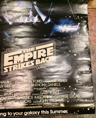 Rare Vintage Star Wars George Lucas Poster 1983 The Empire Strikes Back Movie 3