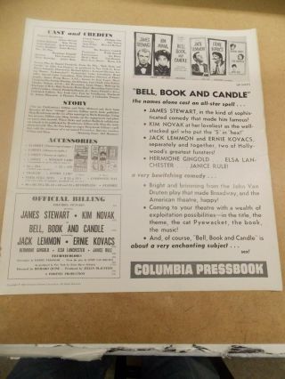 Bell,  Book And Candle (1958) James Stewart Pressbook Uncut
